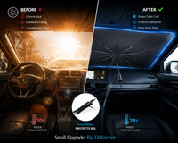 Foldable Windshield Sunshade Umbrella| Protect Dashboard, Seats All Weather UV Blocker