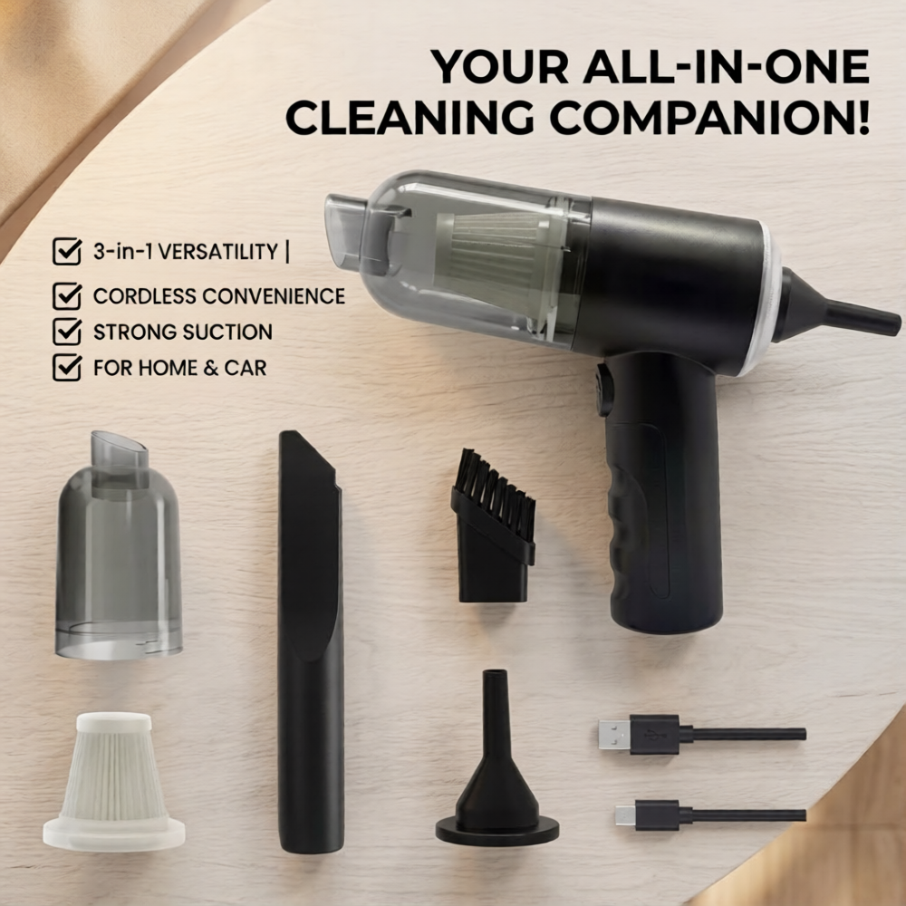 3 IN 1 Portable Handheld Vacum: The Ultimate Compact Cleaner